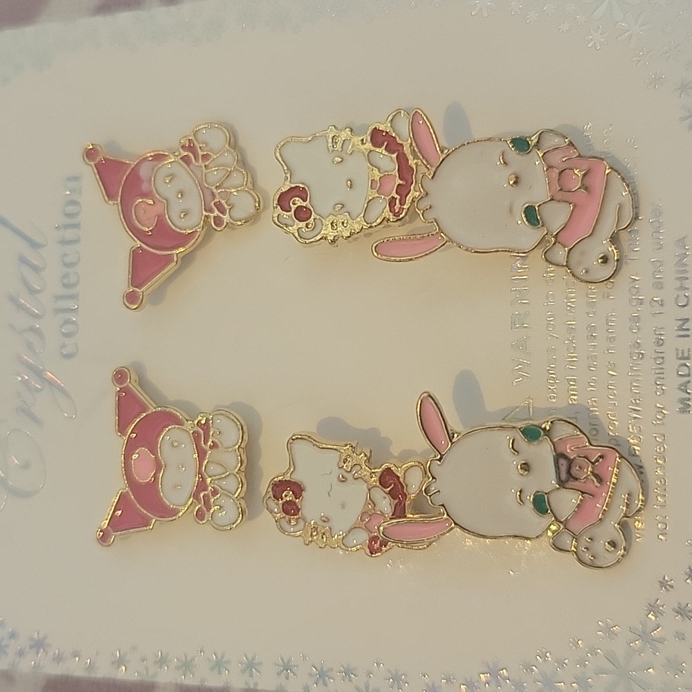 Gold and Pink Earrings Set
